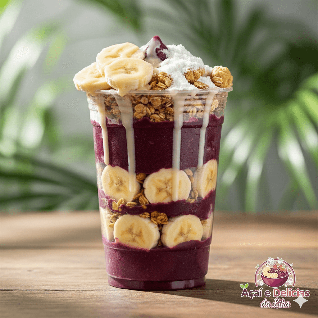 Copo de Açaí + 3 Complementos com aprox. 300 ml